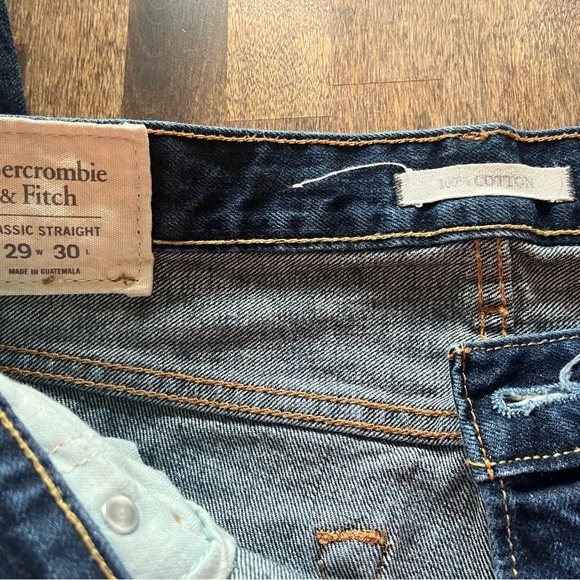 Preloved 100% Cotton Abercrombie & Fitch Straight Leg Jeans Size 29/30 - Picture 2 of 4